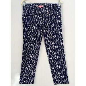 Lilly Pulitzer Women’s Size 2 Navy Print Pants Slim Fit Cotton Blend